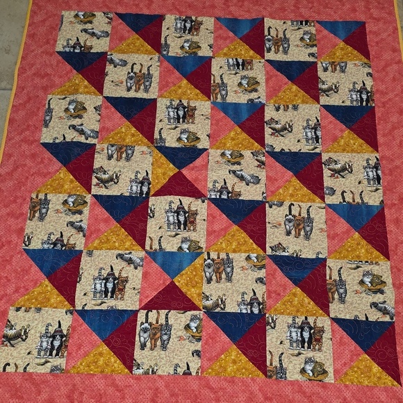 Handmade Other - Handmade Cats At The Beach Quilt Blanket 54 X 60 Decorative Quilting Cat Lover